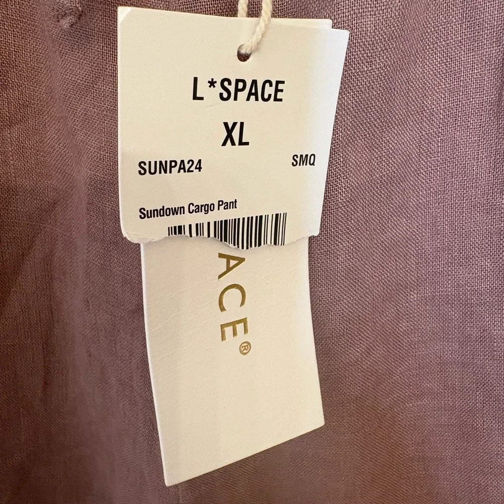 L*Space Sundown Dusty Pink Linen Cargo Pants Wide Leg Boho Coastal XL NWT - Picture 8 of 12